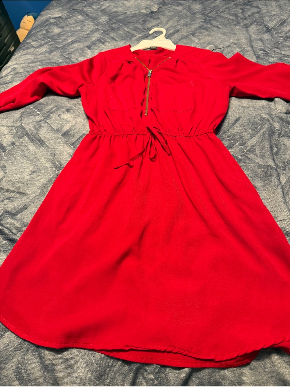 Rue21 Red Zip-Front Dress with Gold Zipper